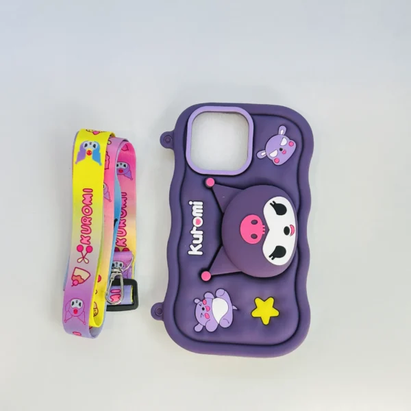 Kuromi Cartoon Case With Sling & Pop Socket – iPhone 15 - Image 4