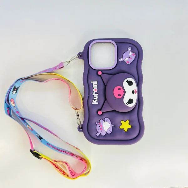 Kuromi Cartoon Case With Sling & Pop Socket – iPhone 15 - Image 3