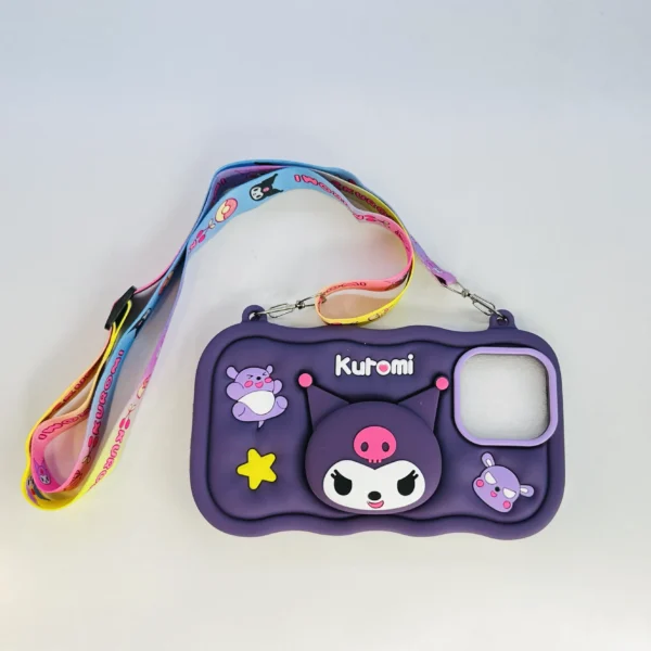 Kuromi Cartoon Case With Sling & Pop Socket – iPhone 15 - Image 2