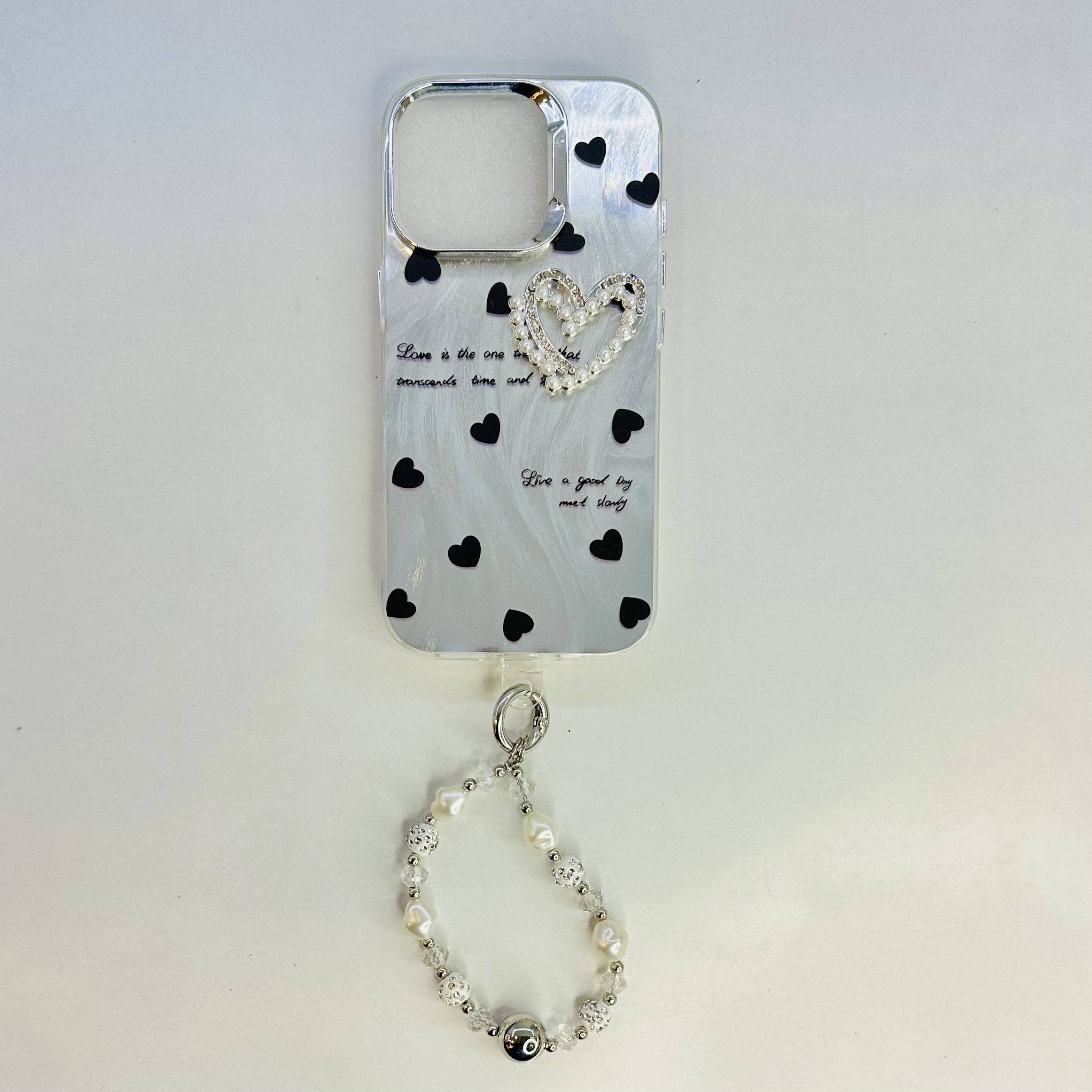 Rose & Heart Print Case With Charm – iPhone 16 Plus - Image 2